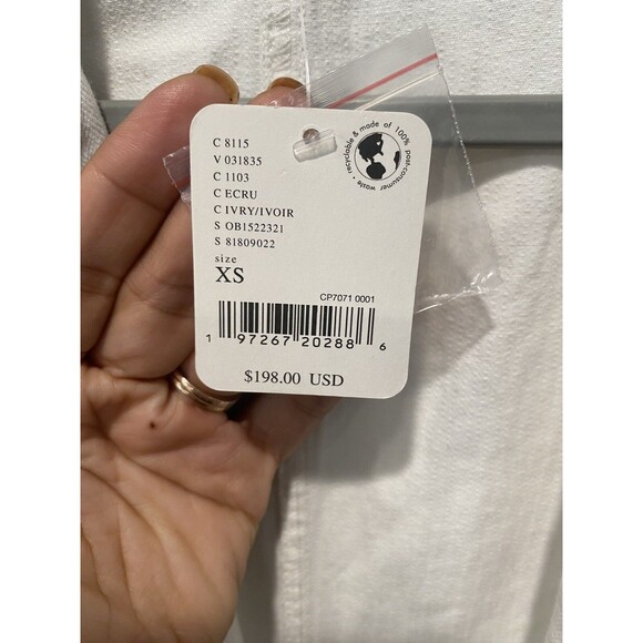 Free People Harlow Blazer Collar Front Pockets Button Frayed Ivory XS NWT Flawed - Picture 4 of 12